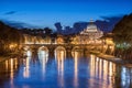 St. PeterÃ¢â¬â¢s Basilica at night in Rome, Italy Royalty Free Stock Photo